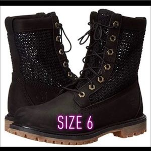 size 6 timberland open weave black boots
